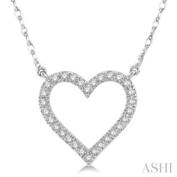 1/6 Ctw Heart Shape Round Cut Diamond Pendant With Chain in 10K White Gold